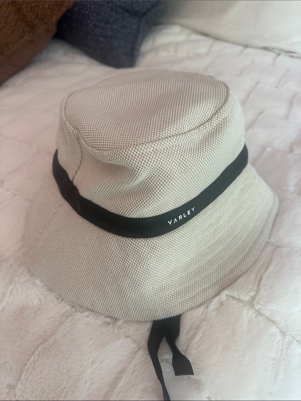Varley Beige Bucket Hat with Contrast Band